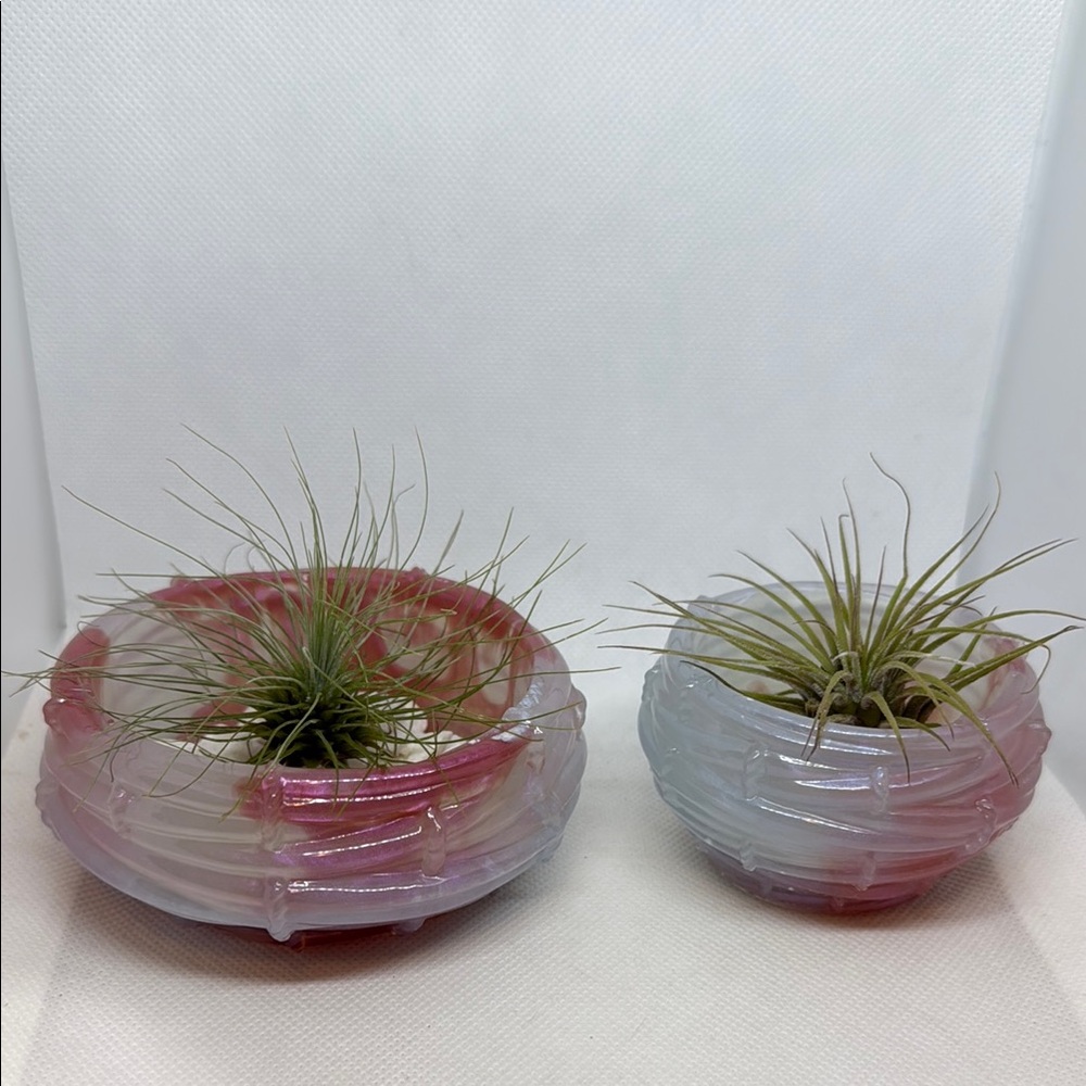 Iridescent Pink and Blue Resin Planters
